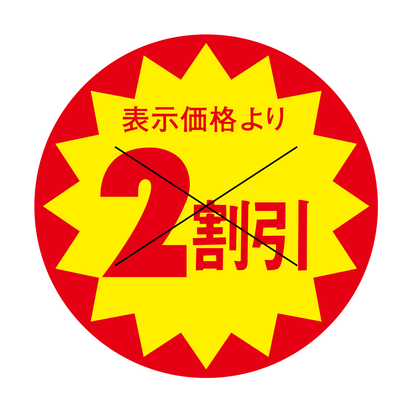 表示価格より 2割引 切り目入