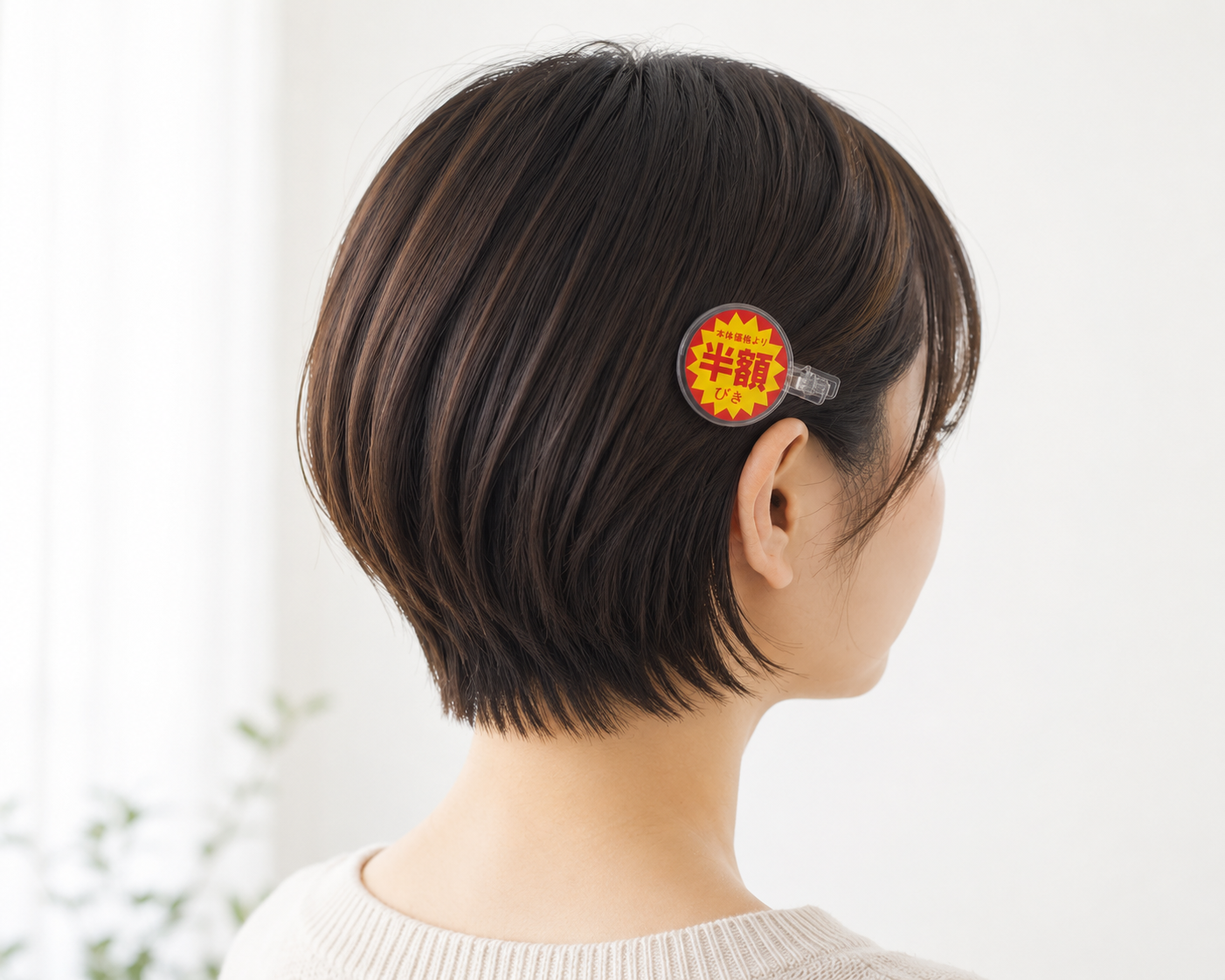 販促シール前髪クリップ